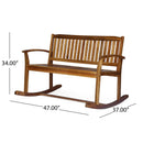Outdoor Rocking Loveseat With Acacia Wood Frame - Natural