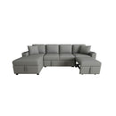 Sectional Sofa Convertible Pull-Out Bed With Storage Ottoman & USB Ports