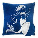 Liz Mermaid Pillow Cover With Matching Back And Hidden Zipper - Indigo
