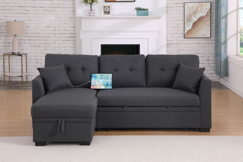 Modern Sectional Sofa Bed - Dark Gray