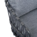 4 Piece Outdoor Patio Furniture Set, Metal Chairs With Woven Rope U Shaped Backrest