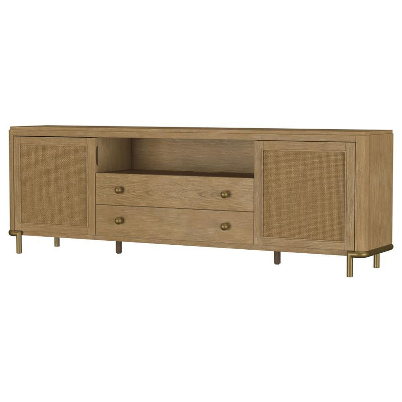 Arini - Rattan Cane 2-Door TV Stand Media Console - Sand Wash