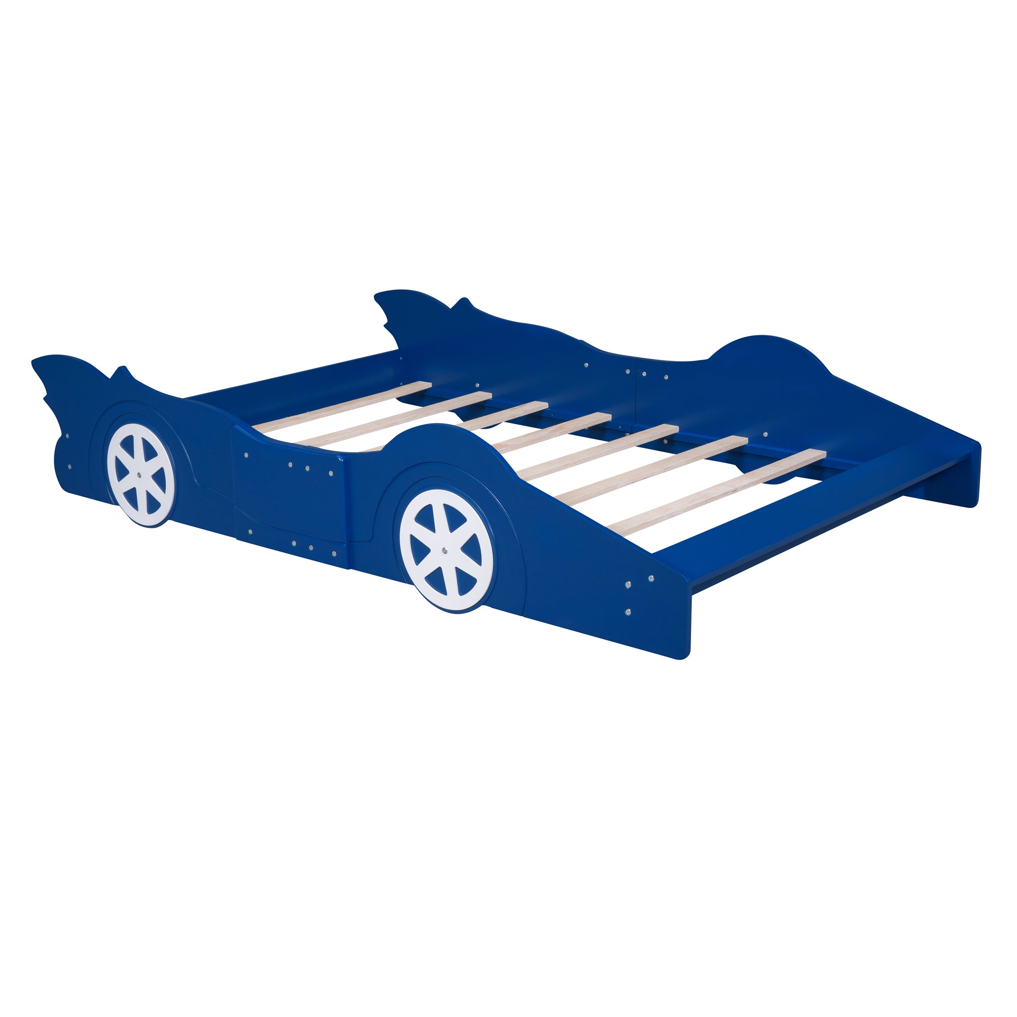 Full Size Race Car-Shaped Platform Bed with Wheels,Blue - Atlantic Fine Furniture Melbourne FL
