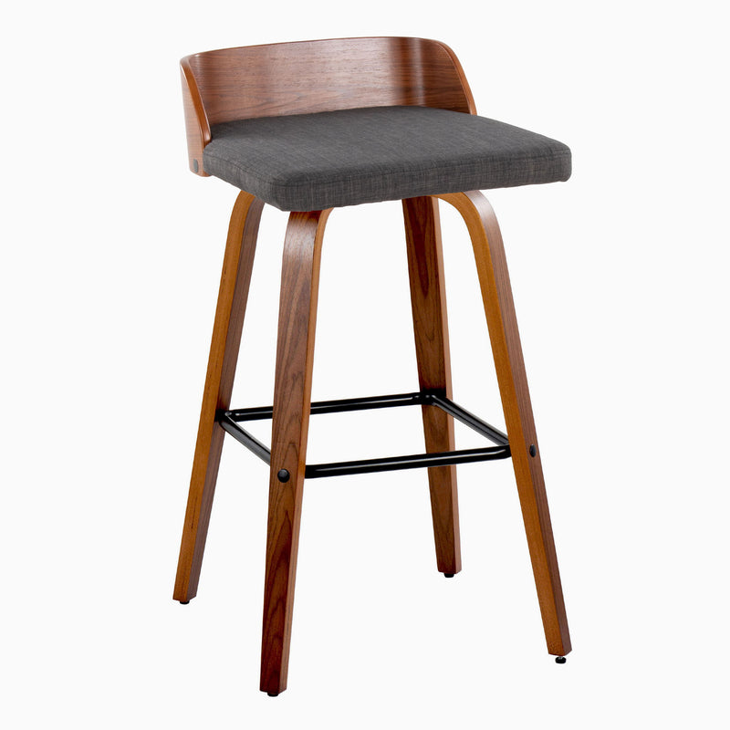 Maya - Mid Century Modern Fixed Height Barstool With Swivel And Square Footrest (Set of 2)