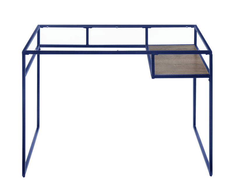 Yasin - Glass Top Writing Desk - Blue