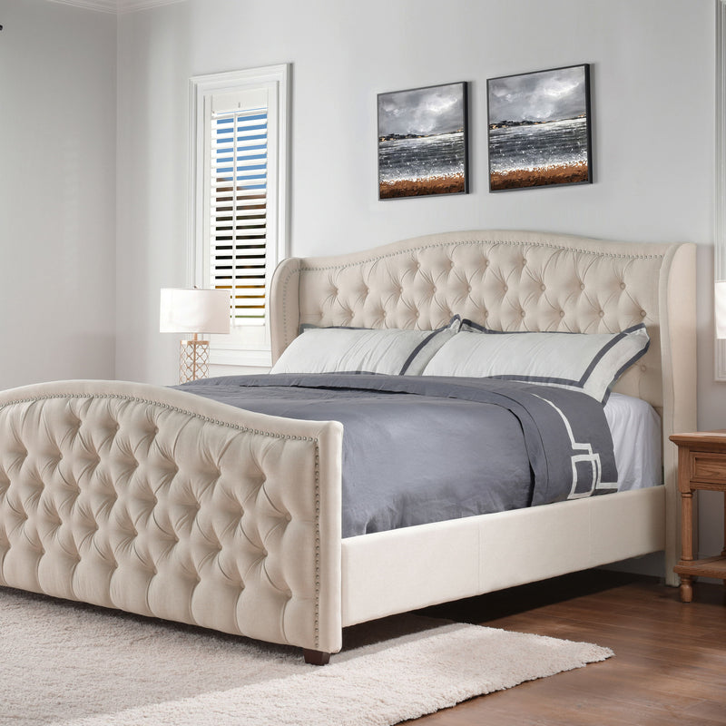 Marcella - Upholstered Shelter Headboard Bed Set