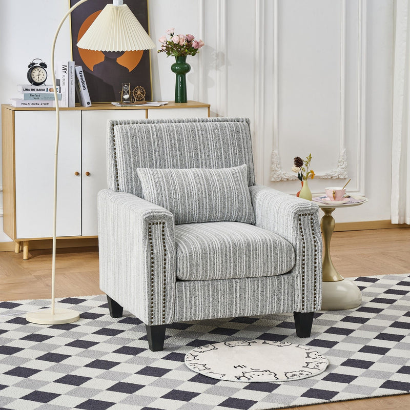Accent Chair With Arms, Comfy Armchair For Living Room - Gray