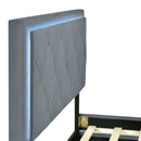 Full Size Velvet Storage Platform Bed, with 2 Big Drawers, T Size Trundle and LED Light, Gray