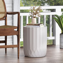 Outdoor End Table With Scallop Edge - Antique White