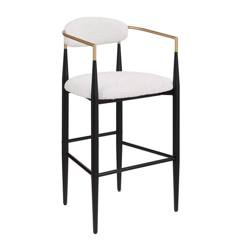 Barstools (Set of 2), Counter Height Upholstered Bar Stools With Backs And Iron Legs For Kitchen Island - Beige