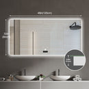 Frameless Bathroom Mirror With Light, LED Backlit, Tri Color Dimming, Anti Fog, Smart Sensor - Silver