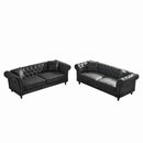 Chesterfield 3 And 3 Seater Sofa Set High Tech Fabric Roll Armrest Upholstered Couch