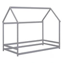 Twin size wood house bed with storage shelf and hanger ,kids bedroom set,Grey