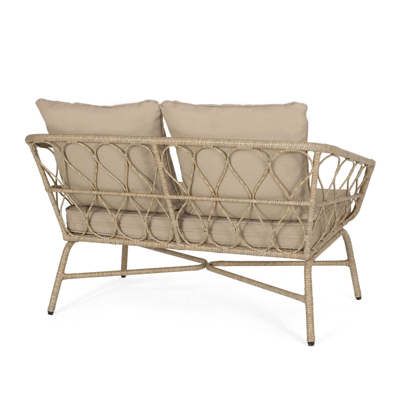 Bruce - Boho Inspired 4 Pieces Chat Set With Water Resistant Cushions - Brown