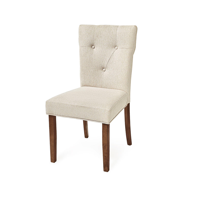 Modern Indoor Wood Dining Set With Chairs And Table, Rubber Wood, 6 Piece - Cream / Walnut