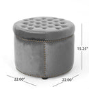 Elegant Round Ottoman Footstool With Studded Rim