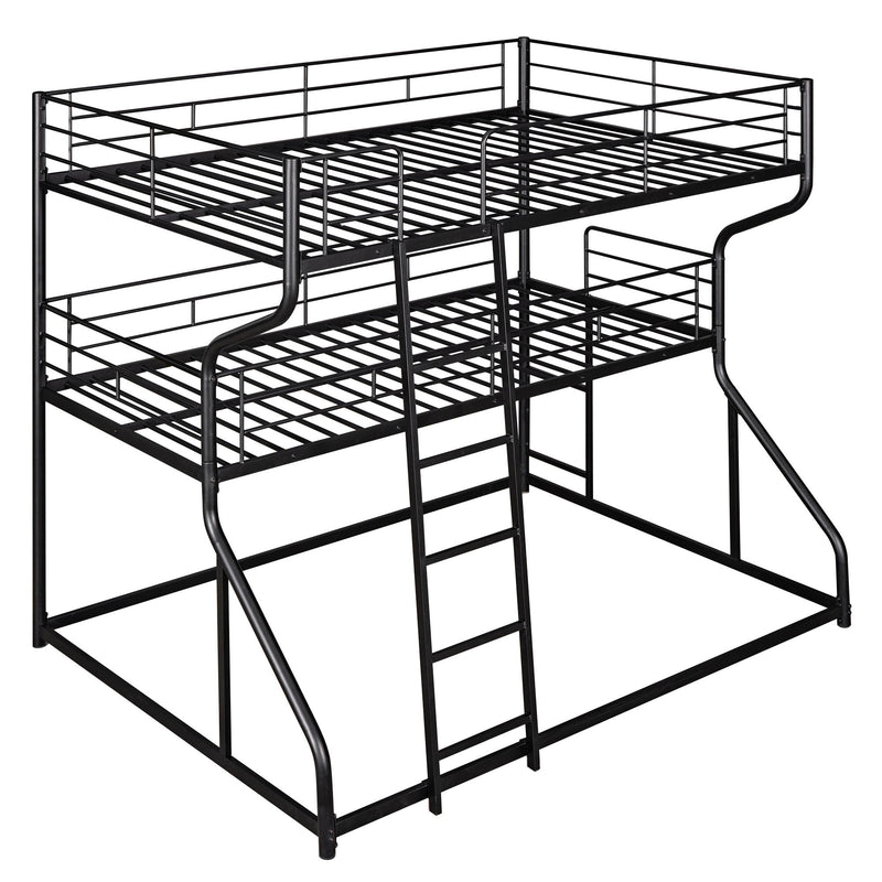 Industrial Triple Bunk Bed With Dual Ladders Frame, Space Saving Design