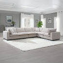 Marisa - Modular Left Facing Loveseat With 2 Pillows - Beige Boucle