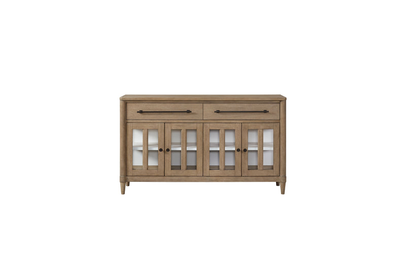 Power Ready - Buffet With Glass Cabinet Doors - Sand