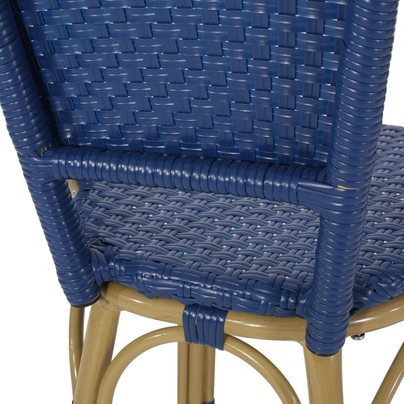Outdoor Rattan And Aluminum French Barstools (Set of 2)