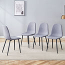Luxury Simple Chair Linen Cotton High Resilience Dining Chair With Black Metal Legs (Set of 4) - Light Gray