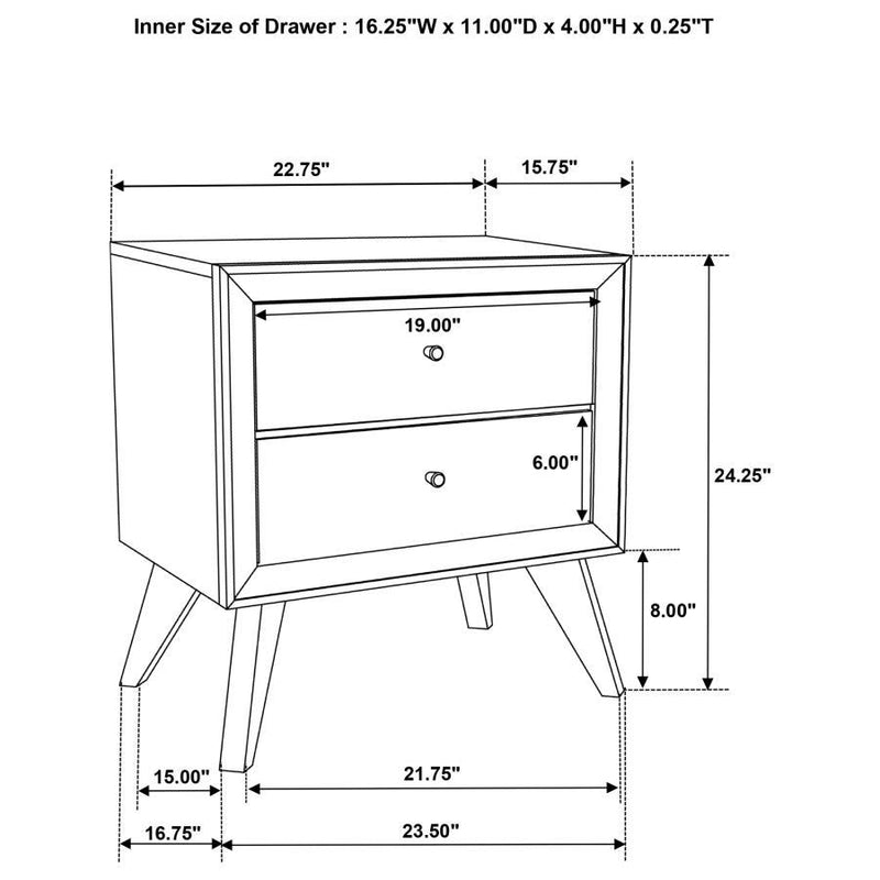 Janelle - 2-Drawer Nightstand - White