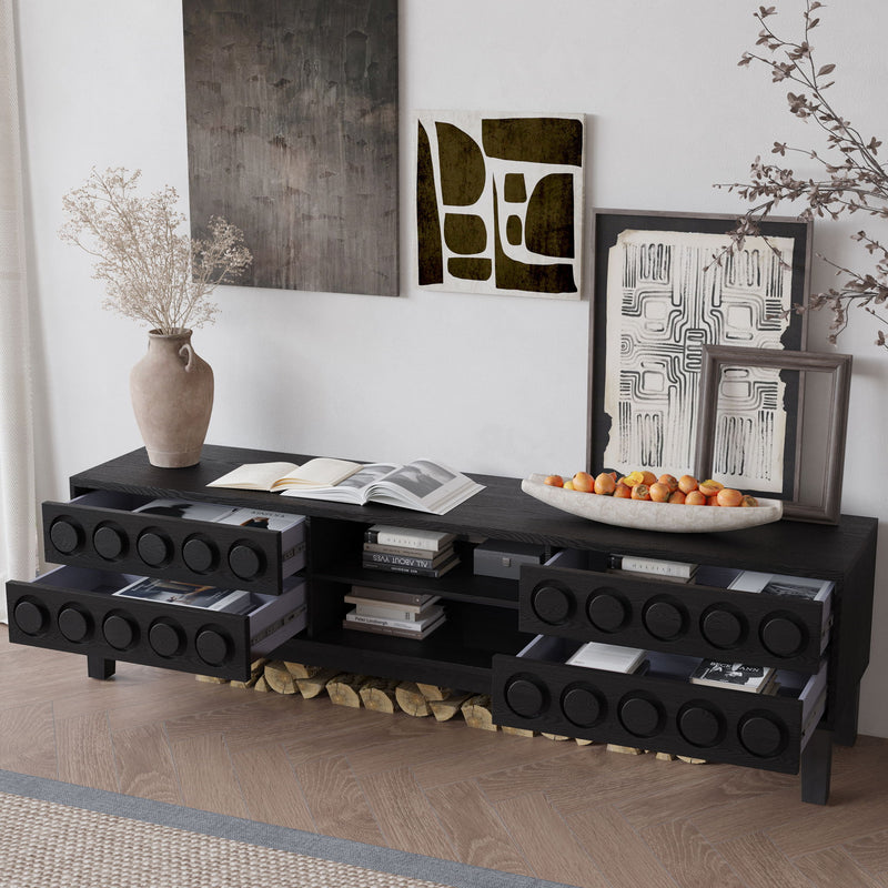 Media Console With 4 Drawers And Cable Management