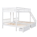 Full Over Twin & Twin Bunk Bed, Wood Triple Bunk Bed with Drawers and Guardrails, White (OLD SKU: LP000143AAK)