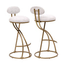 Round Print Bar Stools Upholstered Chairs For Kitchen (Set of 2)