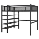 Loft Bed With 4 Tier Shelves And Storage