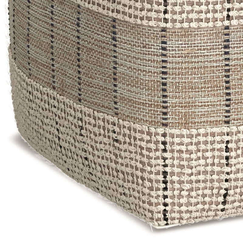 Elmer - Square Woven Pouf - Natural / Gray