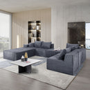 Luxury 8 Piece Modular U Shaped Sectional Sofa With Oversized Chaise Lounge And Bed Corduroy Upholstery