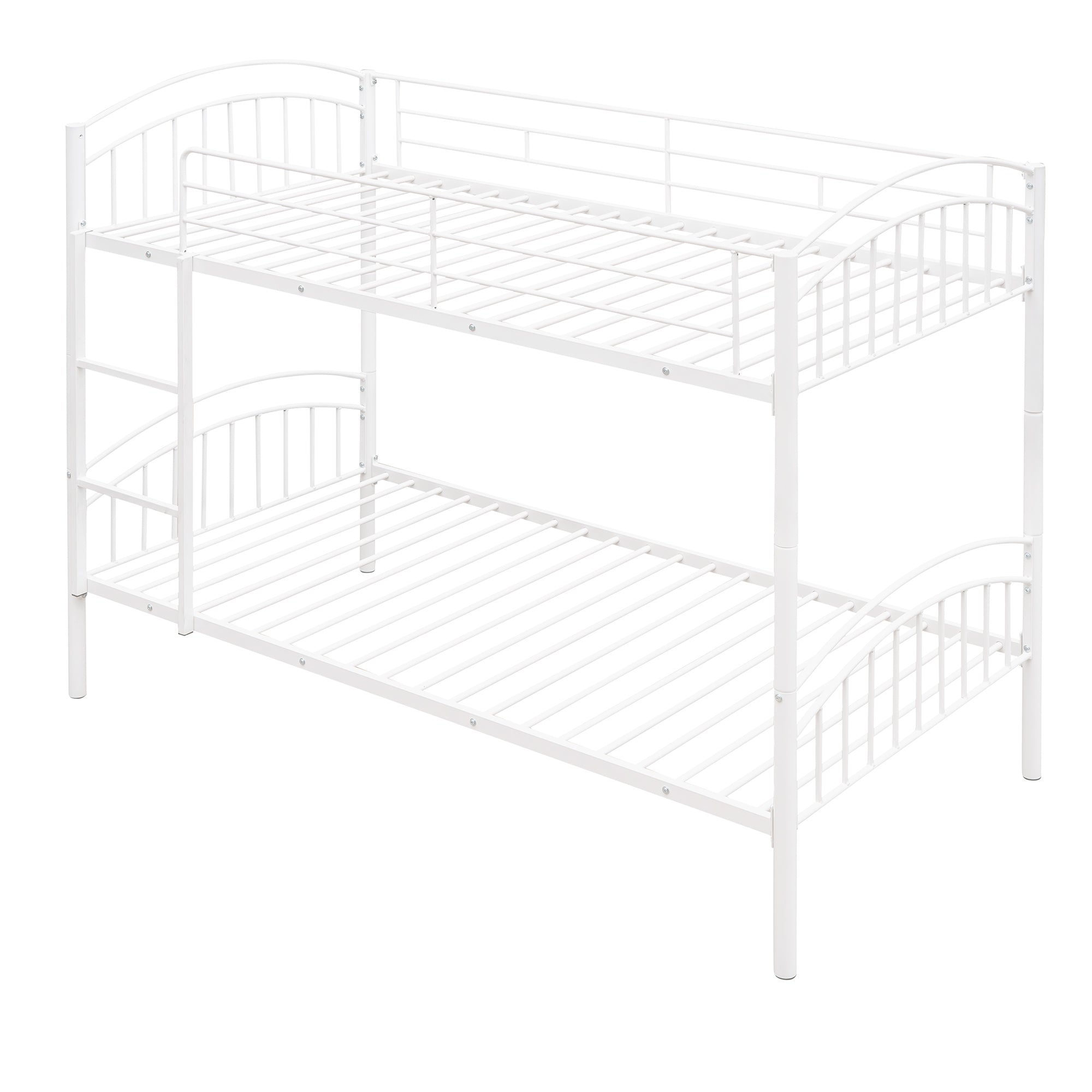 Twin Over Twin Metal Bunk Bed,Divided into Two Beds(White){OLD SKU:MF280424AAK} - Atlantic Fine Furniture Melbourne FL