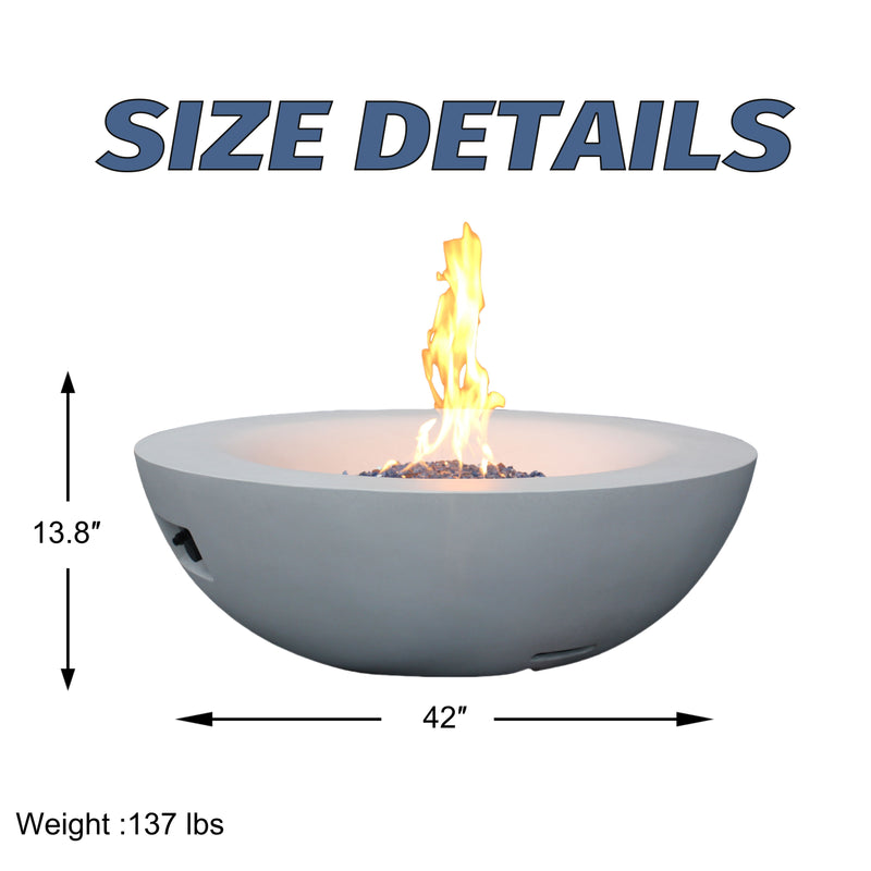 Outdoor Concrete Propane Gas Fire Pit Bowl