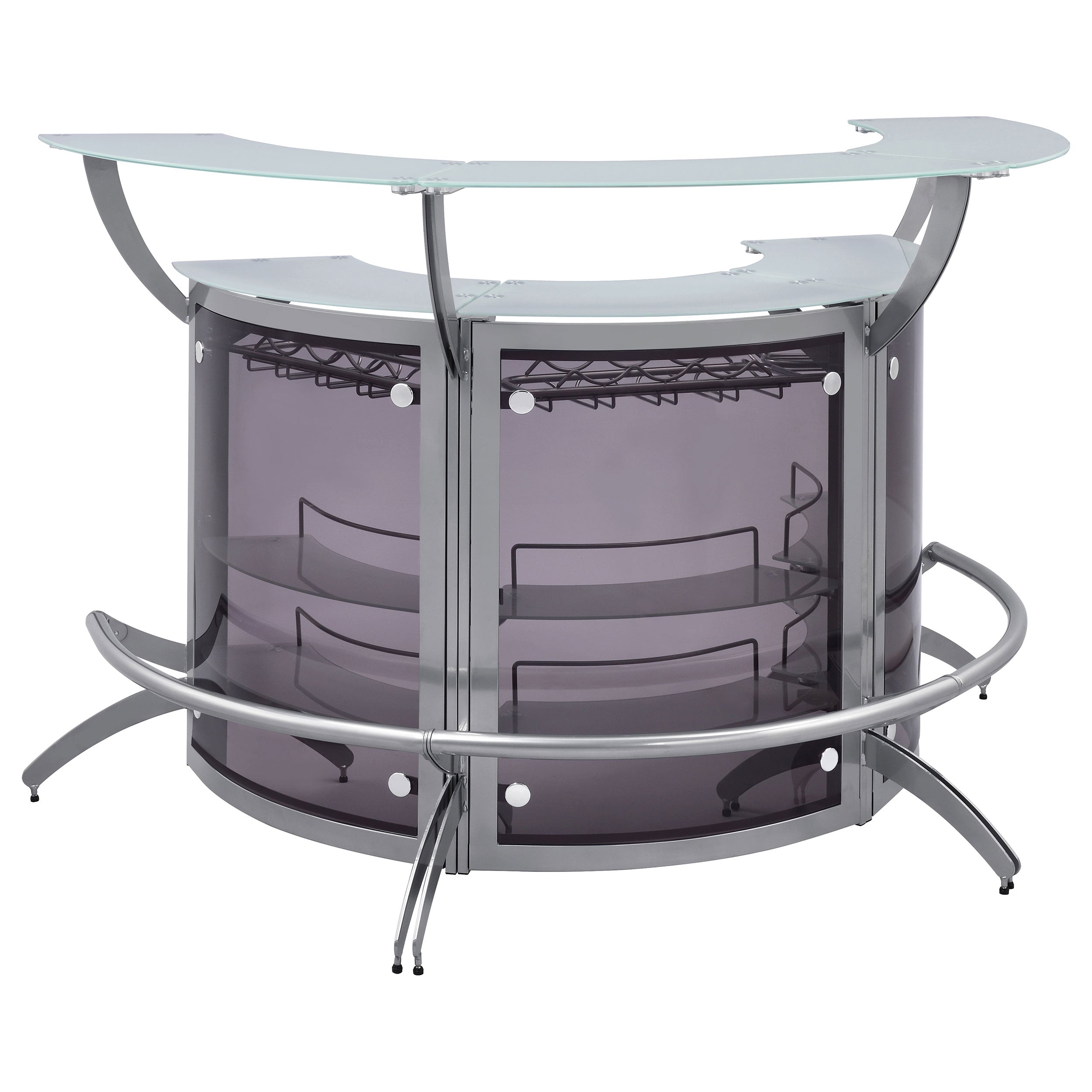 Dallas 3-piece Curved Freestanding Home Bar Cabinet Silver — view 2