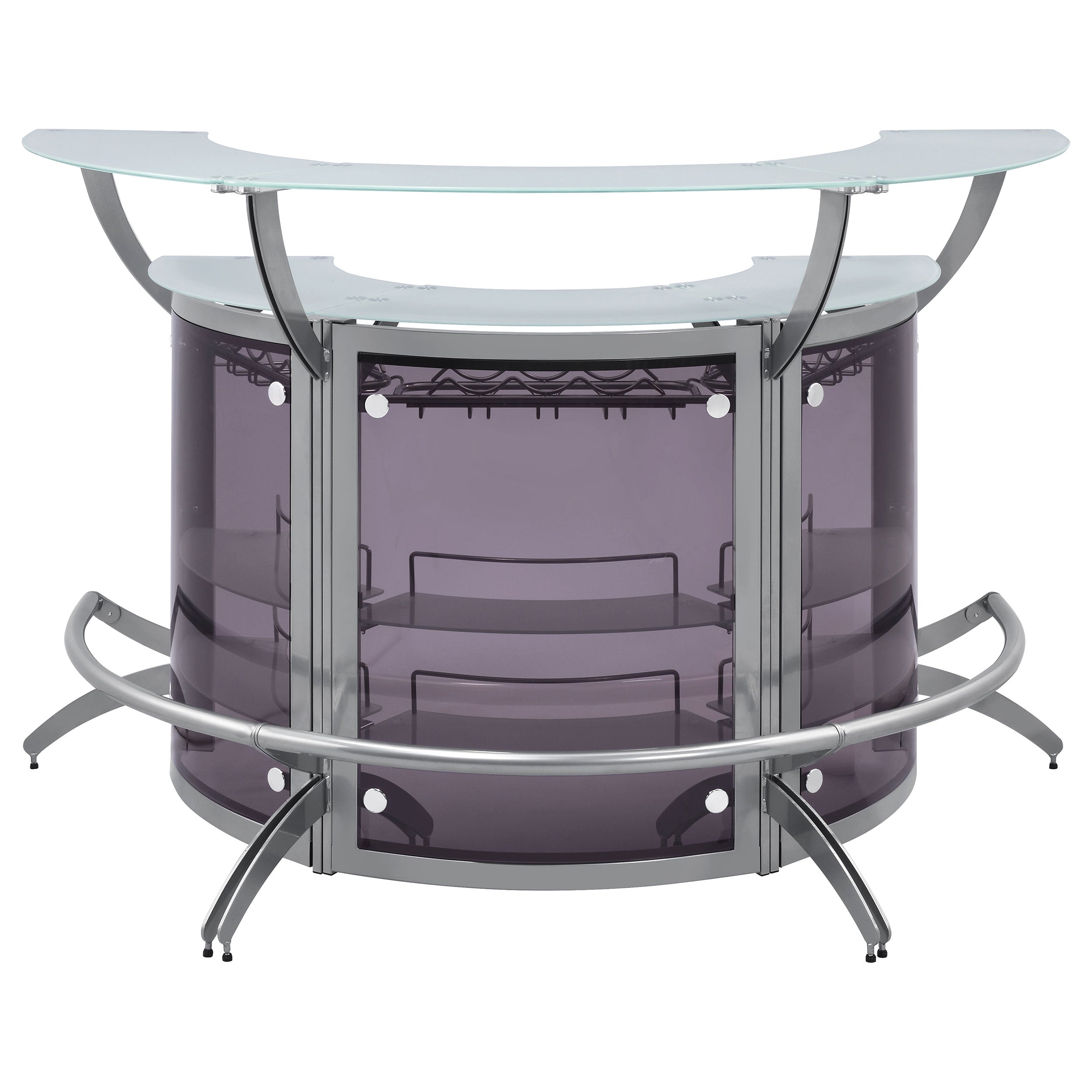 Dallas 3-piece Curved Freestanding Home Bar Cabinet Silver — view 4