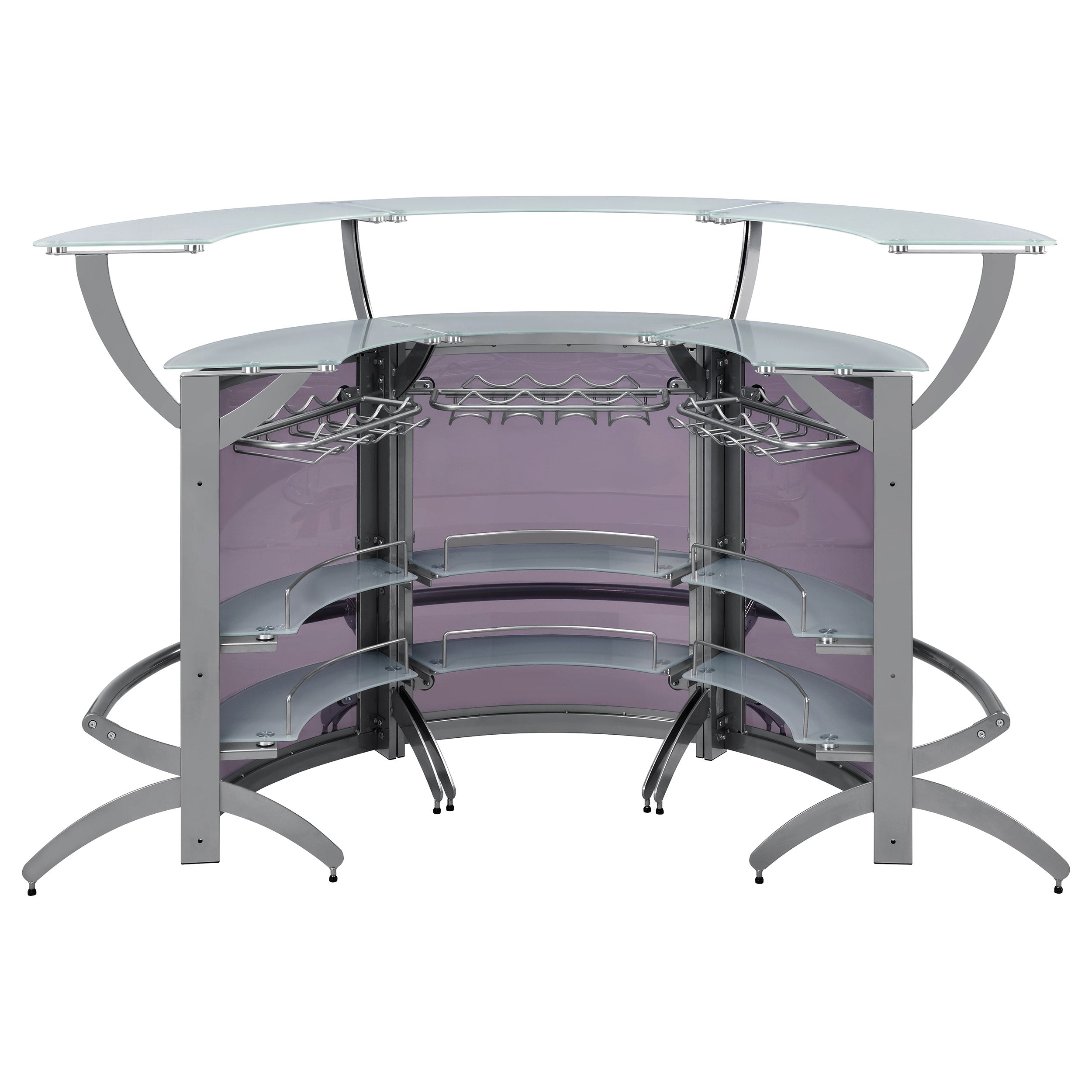 Dallas 3-piece Curved Freestanding Home Bar Cabinet Silver — view 8