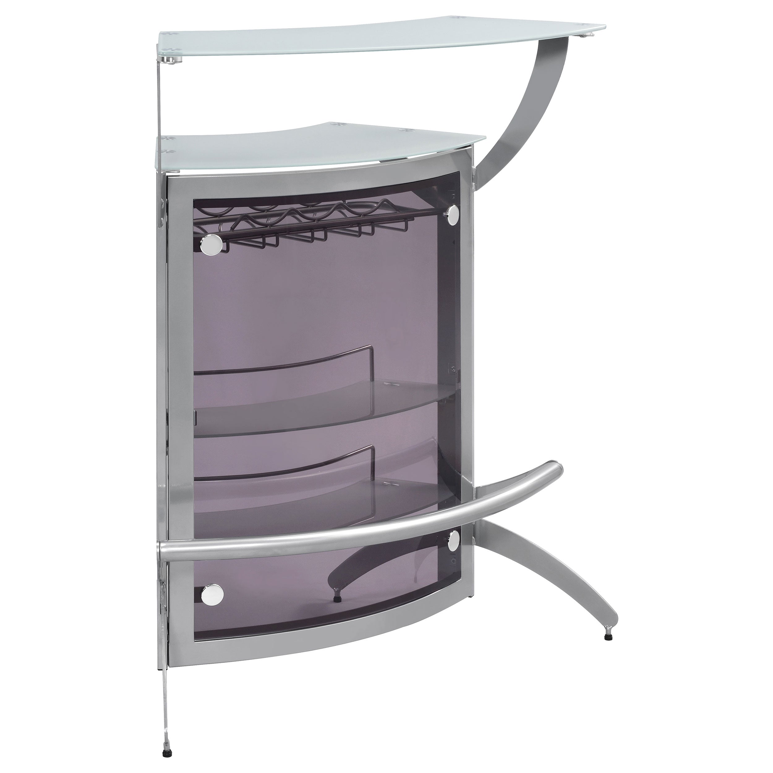 Dallas 2-shelf Curved Freestanding Home Bar Cabinet Silver — view 1