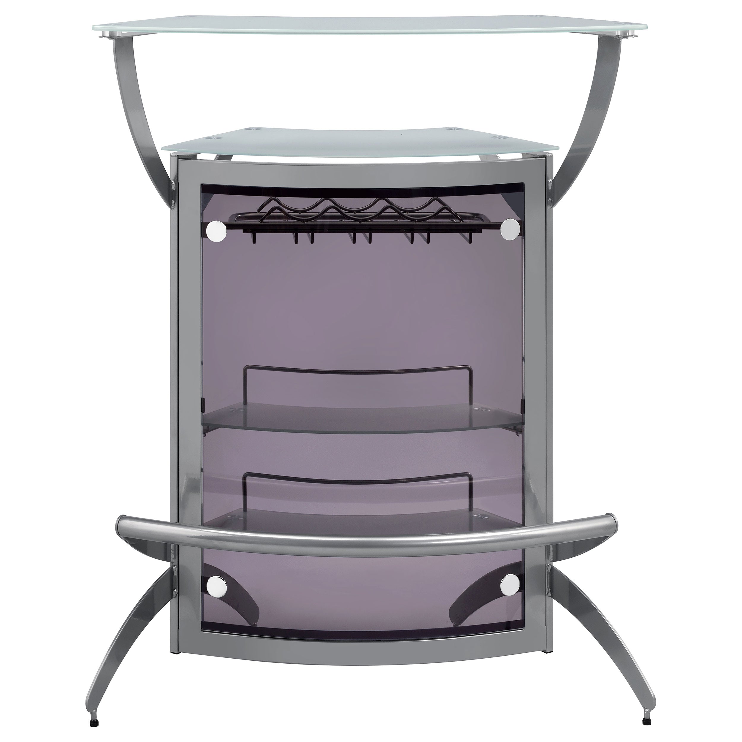 Dallas 2-shelf Curved Freestanding Home Bar Cabinet Silver — view 4