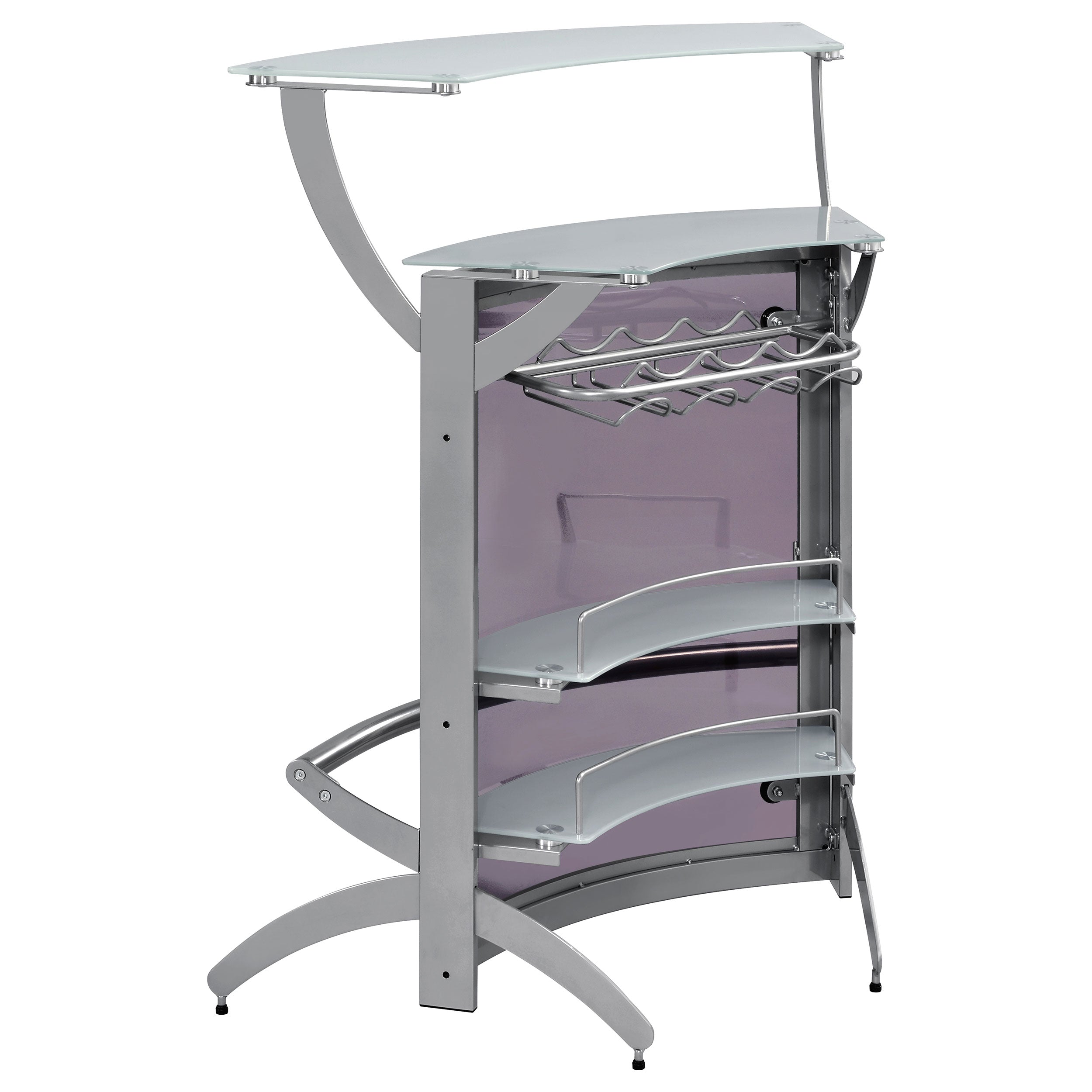 Dallas 2-shelf Curved Freestanding Home Bar Cabinet Silver — view 7