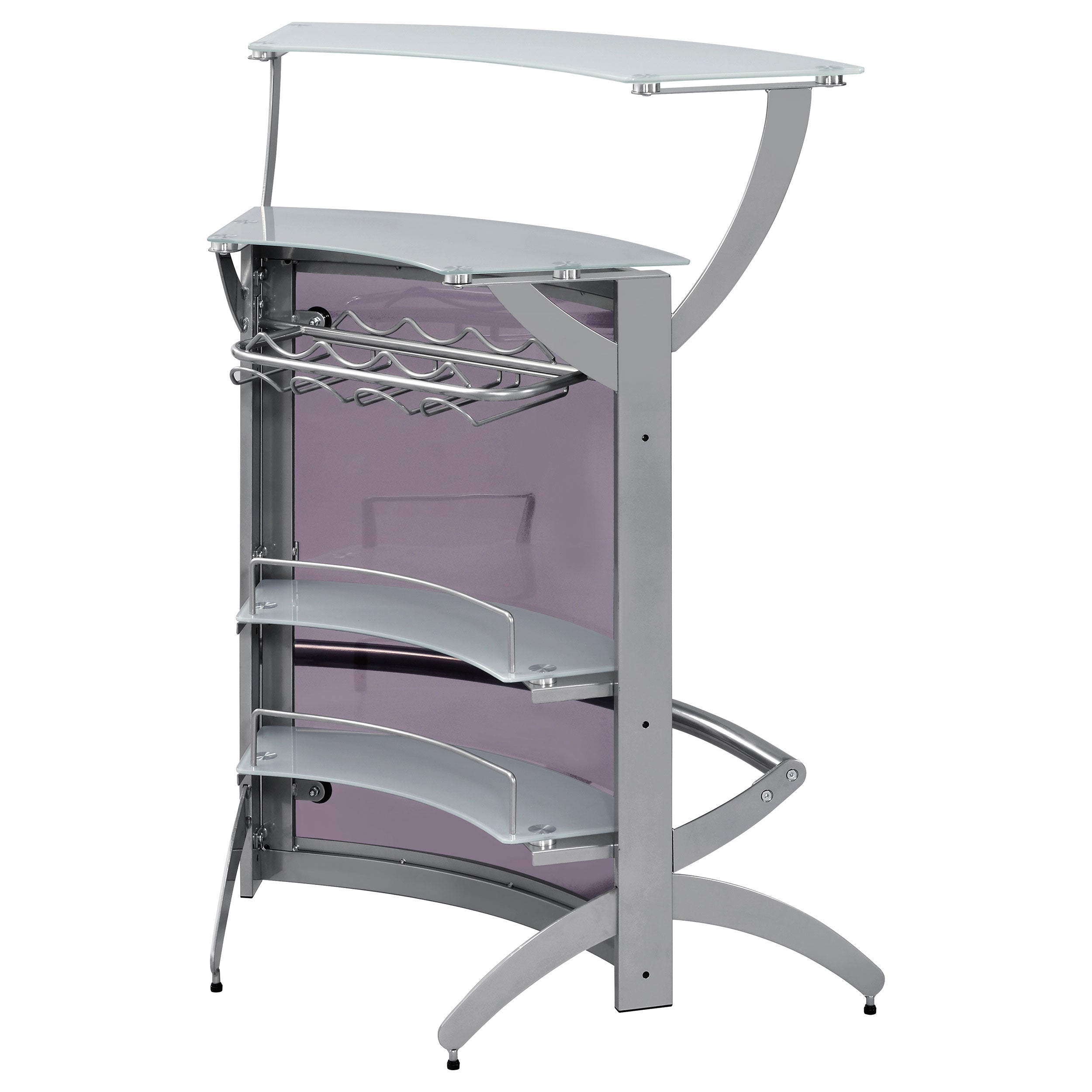 Dallas 2-shelf Curved Freestanding Home Bar Cabinet Silver — view 9