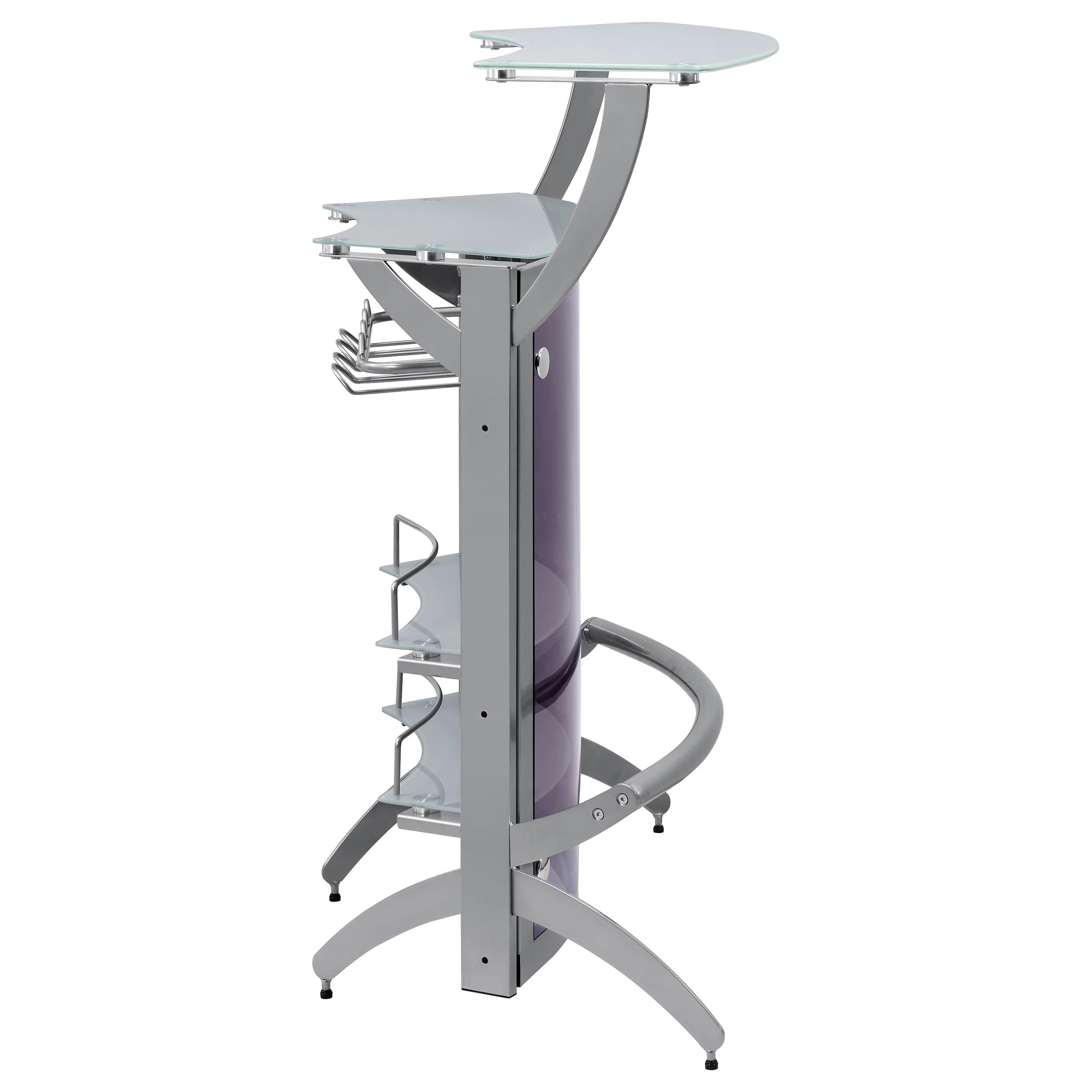 Dallas 2-shelf Curved Freestanding Home Bar Cabinet Silver — view 10