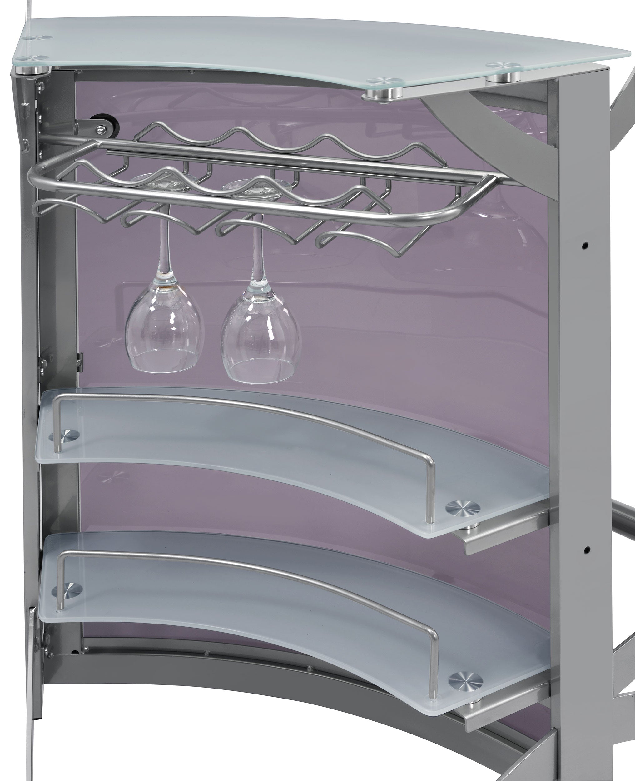 Dallas 2-shelf Curved Freestanding Home Bar Cabinet Silver — view 11