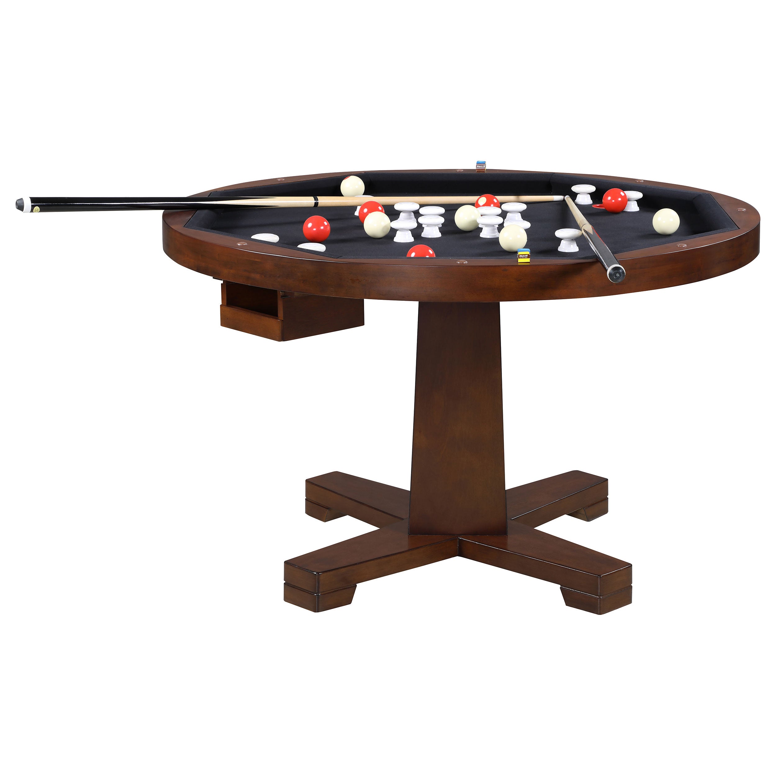 Marietta Round Dining and Billiard Poker Game Table Tobacco — view 4