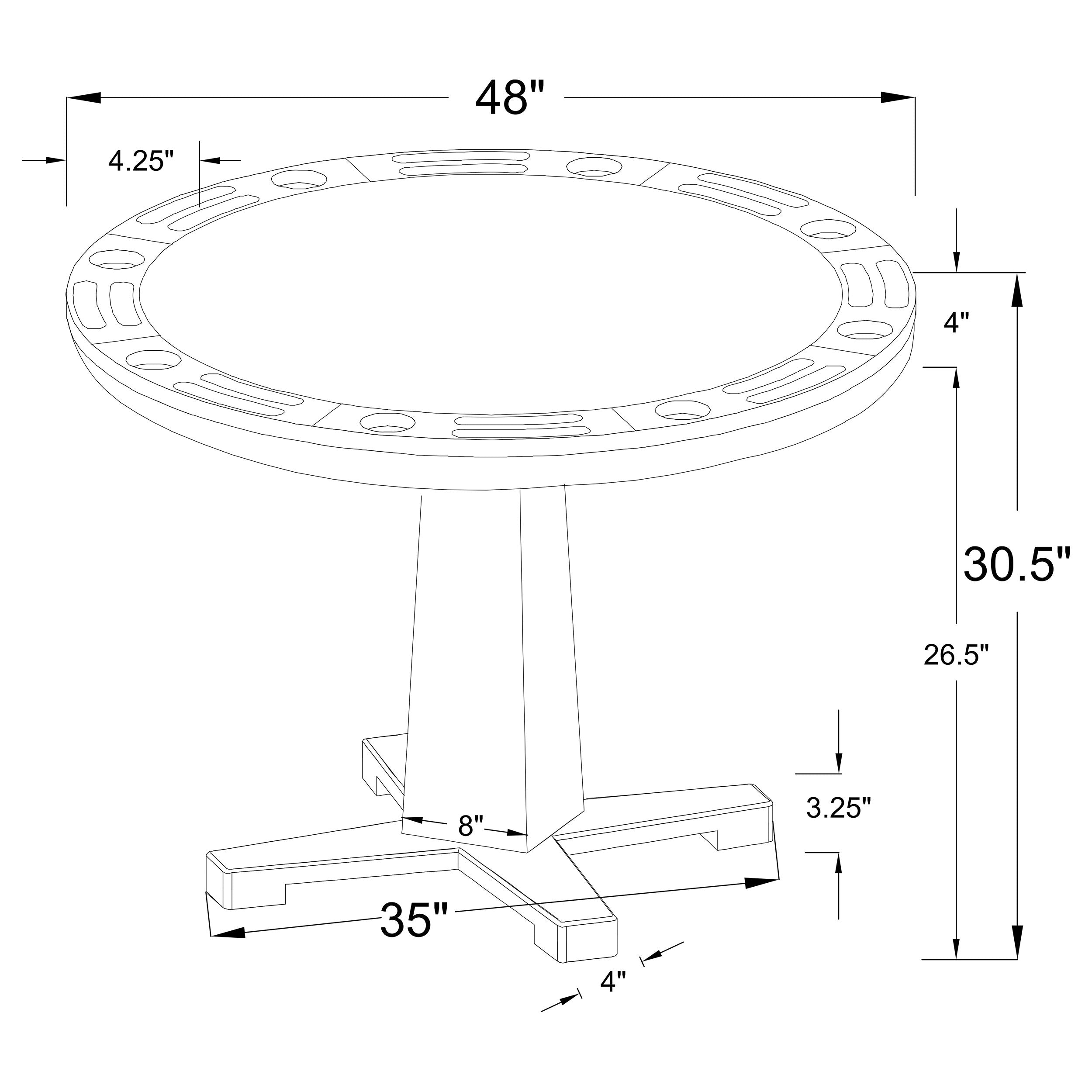 Marietta Round Dining and Billiard Poker Game Table Tobacco — view 9
