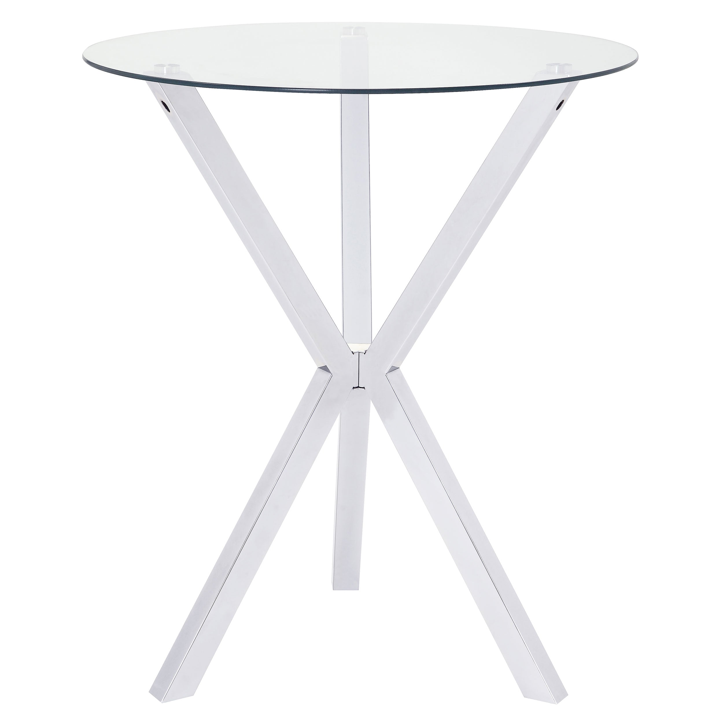 Denali Round 35-inch Glass Top Bistro Bar Table Chrome — view 1