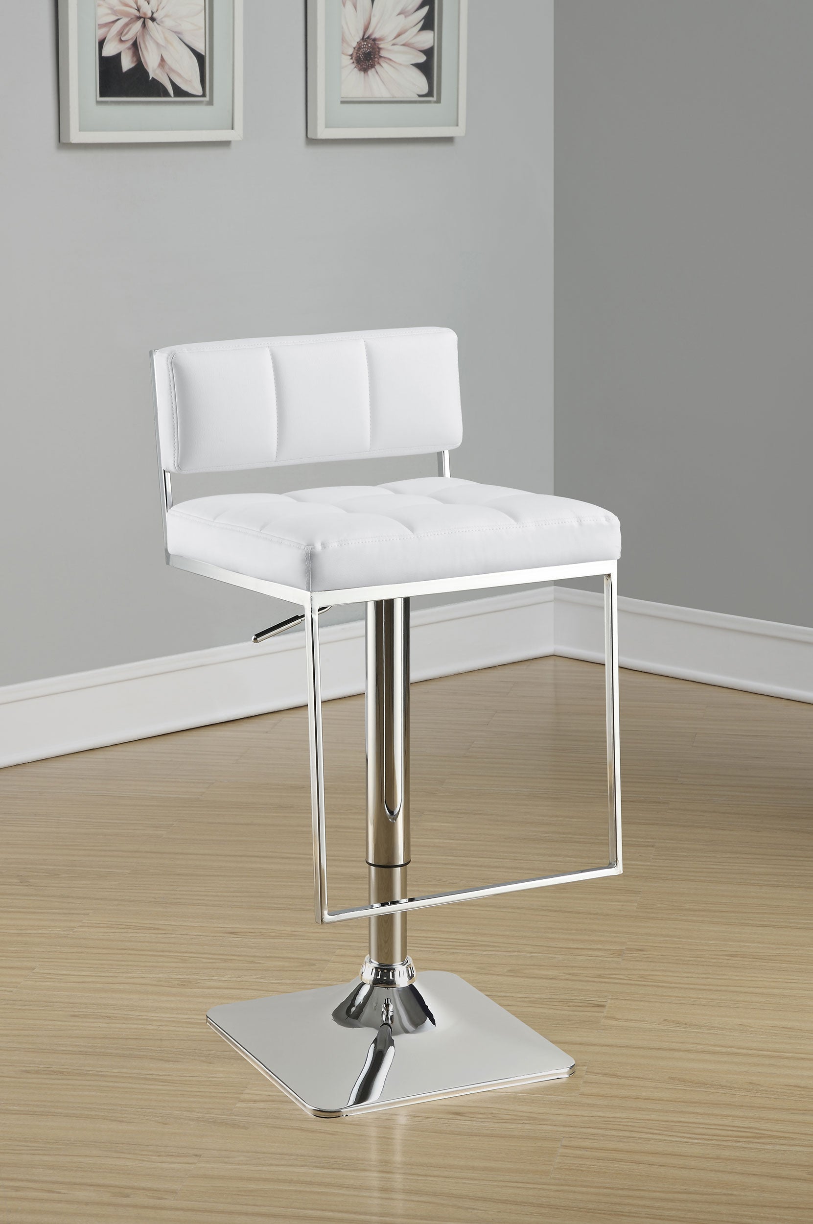 Alameda Adjustable Bar Stool Chrome and White — view 2