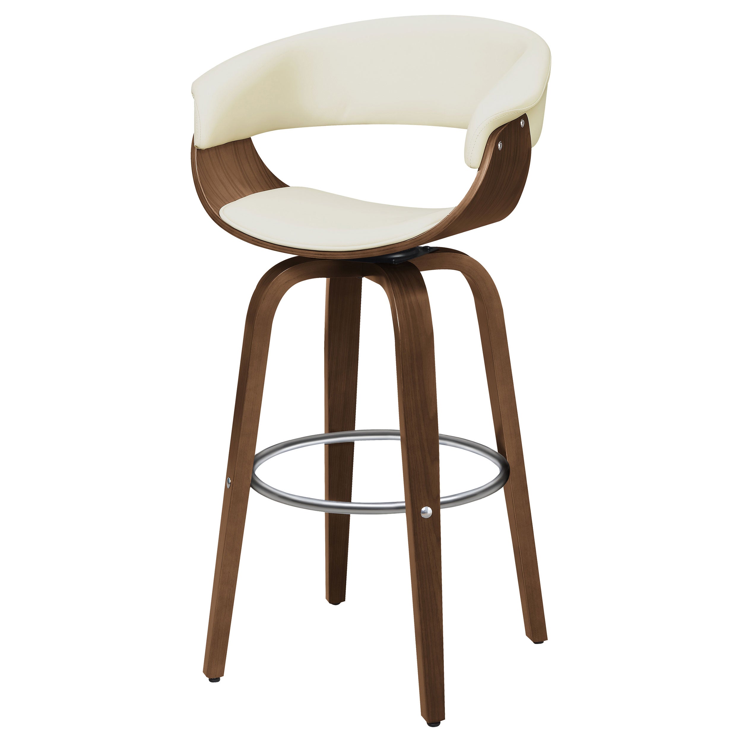 Zion Upholstered Swivel Bar Stool Walnut and Ecru — view 4