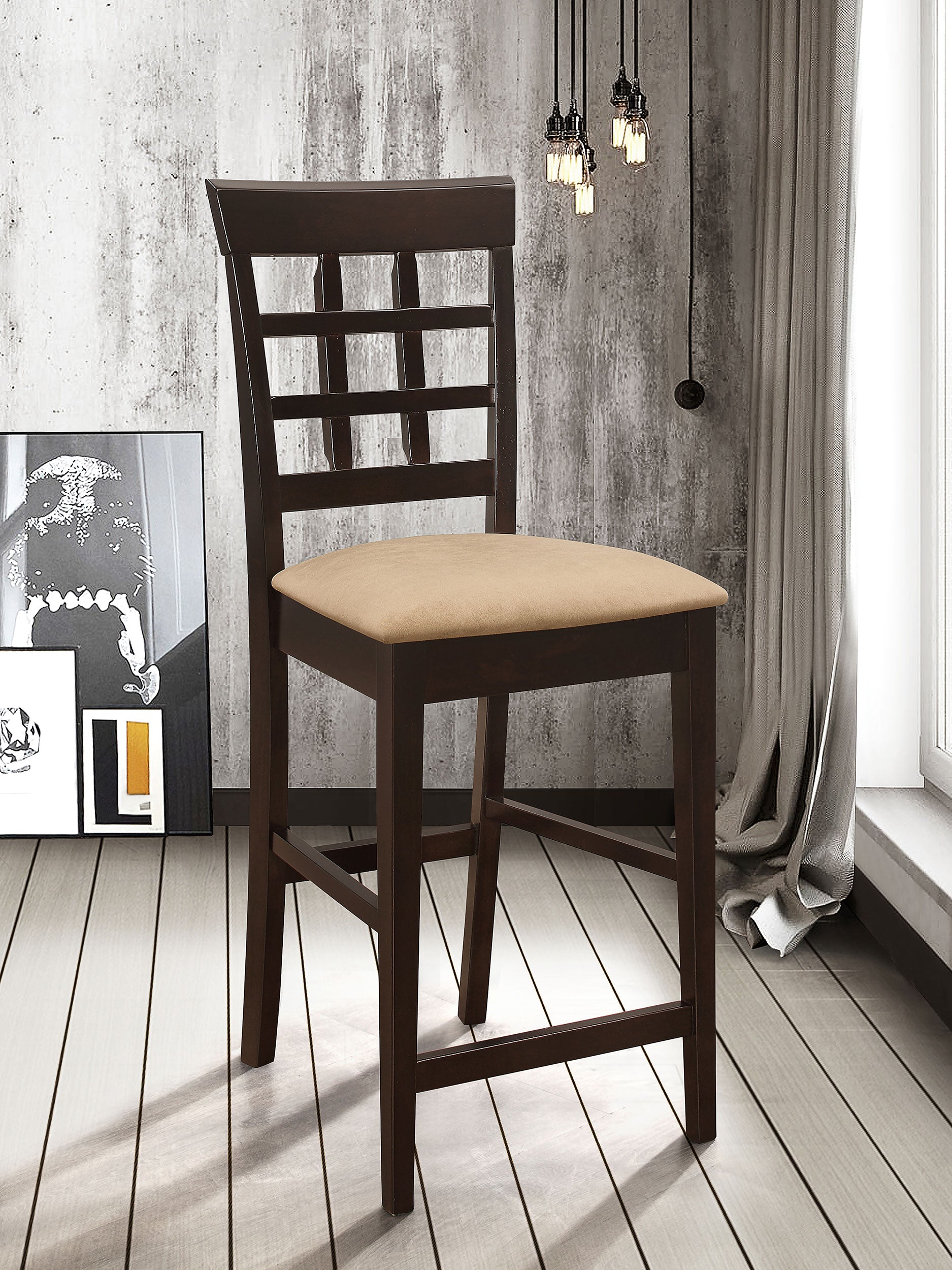 Gabriel Lattice Back Counter Chair Cappuccino (Set of 2) — view 2