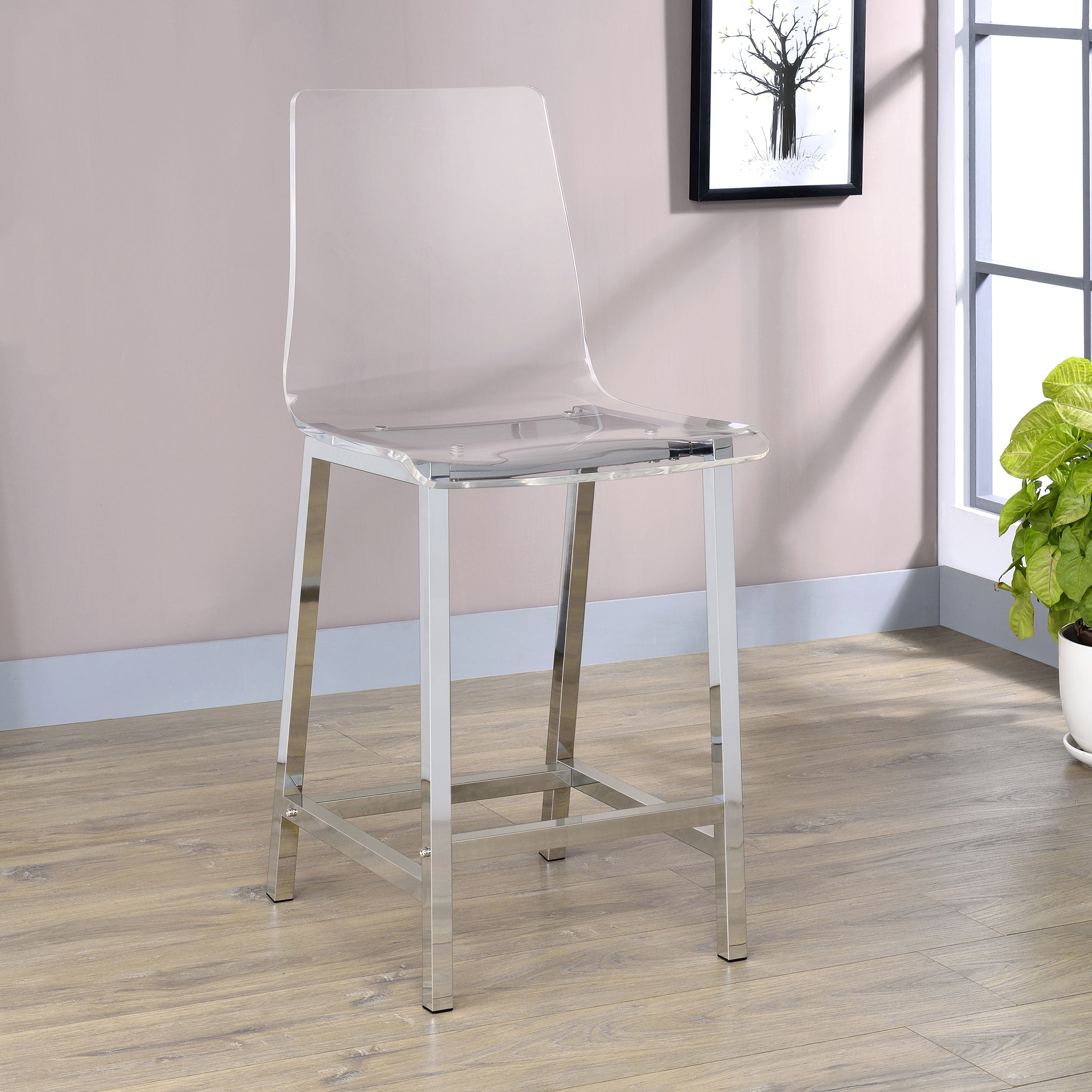 Juelia Clear Acrylic Counter Chair Chrome (Set of 2) — view 2